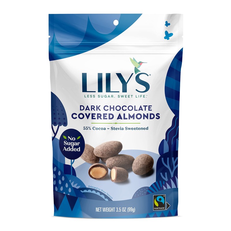 Dark Chocolate Covered Almonds by Lily's Sweets, Made with Stevia,