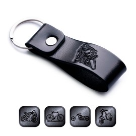 Leather Keychain Favorite for Men, Keyring Gift for Women & Men, Birthday & Anniversary, Full Grain Leather (Motorbiker)