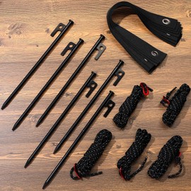 Suzile 48 Pcs Tree Stakes and Supports Heavy Duty Tree Stake Kit for Young Trees Leaning Tree Anchor Straightening Kit Include 11.8'' Steel Stakes 15.8'' Support Straps 13.12 ft Ropes ﻿ (Black)