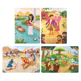 PEYO PALS Bible Puzzles Toddlers 2-4 | 4-in-1 Wooden Jigsaw Puzzles in Box | Christian Gifts for Kids | Bible Puzzle for Kids Ages 4-6 | Toddler Puzzles | David and Goliath (Old Testament B)