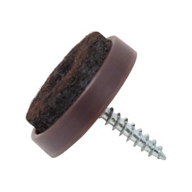 Adsamm® 32 x Felt-pads with screws | Ø 0,94'' (Ø 24 mm) | brown | round | Premium quality furniture sliders with screw