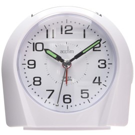 Acctim Europa Analogue Alarm Clock Non Ticking Sweep Quartz Luminous Hands Energy Efficient White 14112