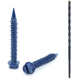 BCP Fasteners 100 Qty 1/4" x 1-3/4" Hex Head Diamond Tip Concrete Screws to Anchor Masonry, Block & Brick with Drill Bit Included (BCP499)