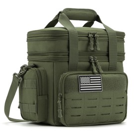 QT&QY Tactical Lunch Box for Men Expandable 18L Heavy Duty Military Insulated Cooler Bag, Leakproof Thermal Lunch Bag for Work Camping Outdoor Picnic Pail Adult Meal MOLLE Webbing Green