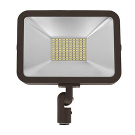 CEA CSFL LED Flood Light 50w, 4500LM, 5000K Daylight White, lP 65 Waterproof, UL Listed, Knuckle Mounting, 50000 Life Times, Outdoor Light forYard, Warehouse, Farm (Brown)