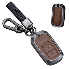 [TECART] Honda Dedicated Key Case, Key Cover, Key Holder, Smart Key Cover, Compatible with Honda Step Wagon, Vezel, RV, Civic Type R, HR-V, CR-V, NBOX etc. 2 Buttons, Braun