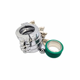Juego de abrazaderas de tuerca de mariposa KF40 NW40 de aluminio, anillos de centrado de acero inoxidable, junta tórica FKM viton (4 juegos de aluminio KF40)