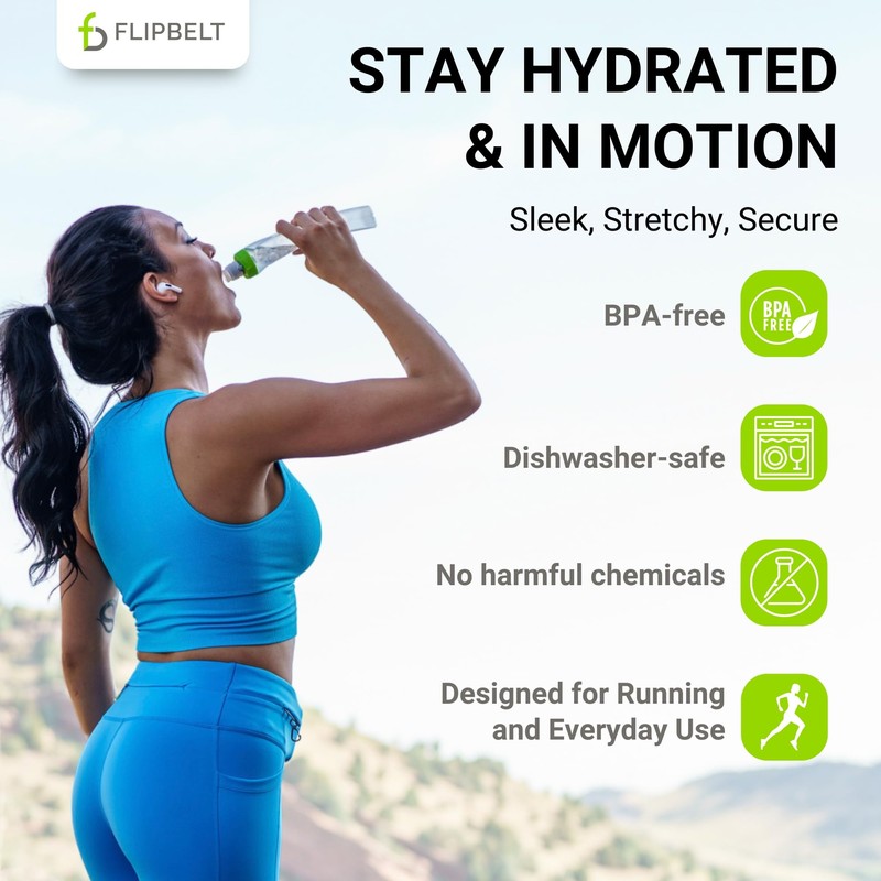 FlipBelt Arc Water Bottle Running Belt, Curved Hydration Running Bottle,