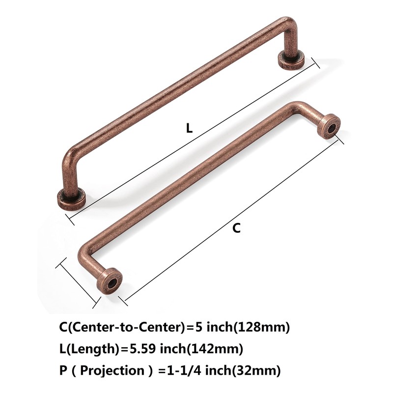 khtumeware 10 Pack 5 inch Hole Center Antique Copper Cabinet