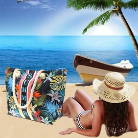 We We Large Beach Tote bag for Women Canvas Straw Tavel Tote Bag Waterproof Shoulder Bag Handbag for Gym Swim, Waterproof Beach Bags 06, Large