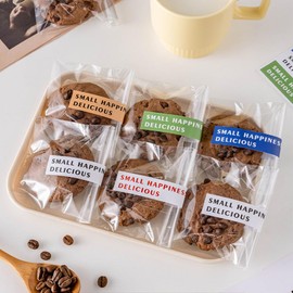 100 Pcs OPP Bags, Gift, Packaging, Candy Cookie, Raisin Sand Bags, Sweets Packs, Snack OPP, Mini, Small Portion Pastry Supplies, Cute with Stickers (3.1 × 4.7 inches)