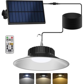 NATPOW Solar Pendant Lamp Outdoor, Solar Lights for Outdoor Indoor Use with Remote Control, IP65 Waterproof 3000 K - 6000 K Dimmable Timer Solar Pendant Light Hanging Lights for Indoor Garden Patio