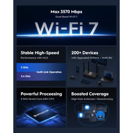 Cudy BE3600 WiFi 7-Gigabit 4-Stream Dual Band Router WR3600 MU-MIMO High-Gain Antennas VPN Clients & Servers, Simple Mesh, Cloud Control, Cudy App