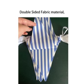 20 Meters 66ft Blue and White Stripes Pennant Bunting Striped Banner, Double Sided Fabric Triangle Fags Party Decorations for Birthday Baby Shower