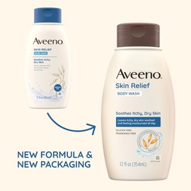 Aveeno Triple Oat Formula Skin Relief Fragrance-Free Body Wash, 18 fl. oz (Pack of 1) - For Soothing Skin