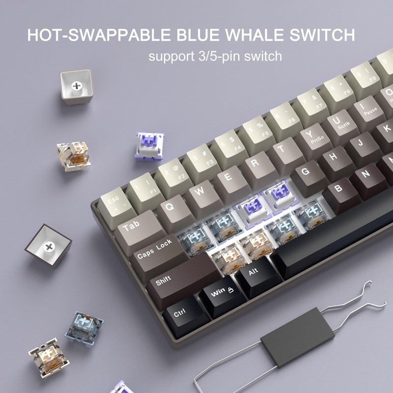 MageGee Portable 60% Mechanical Gaming Keyboard, Hot Swappable Blue Whale