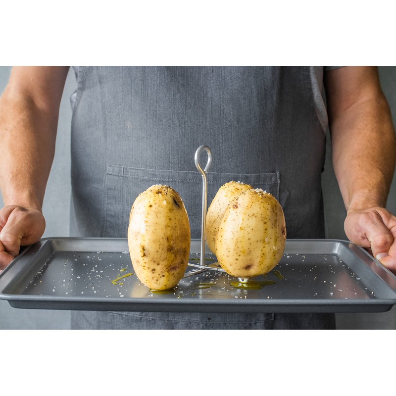 KitchenCraft Baked Potato Stand, Aluminium, 12 x 14.5 cm, Silver