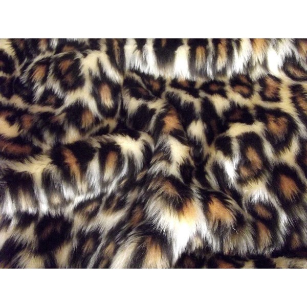Animal Fun Faux Fur Fabric Material - Leopard, 1/8Mtr -