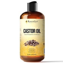 RootsGro Castor Oil – Cold-Pressed for Hair, Skin & Nails – Deep Moisturizing & Conditioning – Ideal for Scalp, Cuticles & Skincare – Non-GMO & Cruelty-Free – Thick Texture for Hydration – 16 Fl Oz