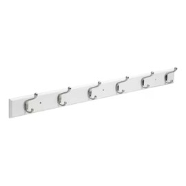 Liberty R30822-WSN 45" 6 Heavy Duty Hook Rail White & Satin Nickel Finish