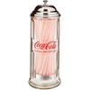 Tablecraft CC322 Coca-Cola Glass Straw Dispenser with Metal Lid, Small