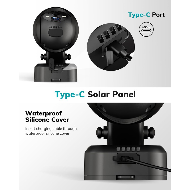 ZUMIMALL 3W Solar Panel for Outdoor Camera Wireless Camera,X2/X1/F5, IP66