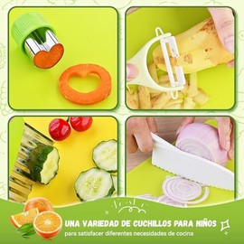 13 Piezas Montessori Herramientas de cocina para niños,Cuchillos Para Niños,Juego de Cocina Infantil Para Cocinar y Cortar Pasteles,Frutas y Verduras Para Niñas Niños Juguetes,Regalos de Navidad