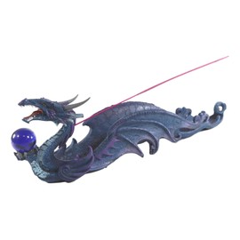 Ebros Gift Fantasy Myths and Legends Blue Leviathan Deep Sea Dragon Holding Orb Incense Holder Burner Figurine 12.25" Long Alchemy and Magic Water Serpent Monster