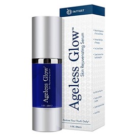 Ageless Glow Anti Aging Moisturizer, Skin Brightening Serum with Vitamin C and Hyaluronic Acid, Plant-Based, Naturally Derived Facial Serum 1 fl oz.  