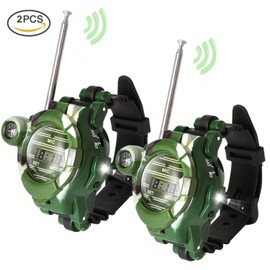 YEKOO 2 Piece Set of 2 Children Walkie Talkie Multi-functional Watch, Children's Toy, Communication Range of 32.1 ft (150 m), Spy Game, Camouflage
