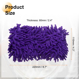 HARFINGTON Car Wash Sponge 8.7" x 4.3" Chenille Microfiber Mitt Scratch-Free Absorbent Scour Scrubber Cleaning Sponge for Washing Detailing on Cars, Trucks, SUV, Boats, RVs, Purple