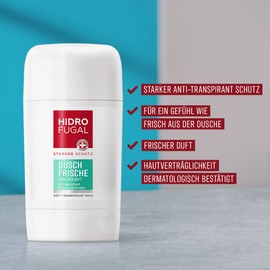 Hidrofugal Hidrofugal Dusch-Frische Stick (40 ml), starker Anti-Transpirant Schutz mit angenehm frischem Duft, Deo für starken Schutz ohne Ethylalkohol