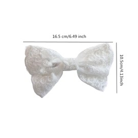 White Large Lace Bow Hair Clip for Women, Romantic Flower Dot Mesh Clip Hairpin Spring Hair Pins for Wedding, Party, Valentine's Day, Date, Birthday Gift Decor
