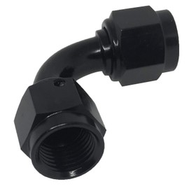 6AN Female Swivel Coupler 90 Degree Hose Union Aluminum Fuel Line Fitting Adapter Black