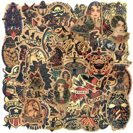 Vintage Stickers, Retro Girl Sailor Sticker Pack 100pcs Waterproof Vinyl Decals for Water Bottles Laptops Cars Skateboards Mens Cave Decorations