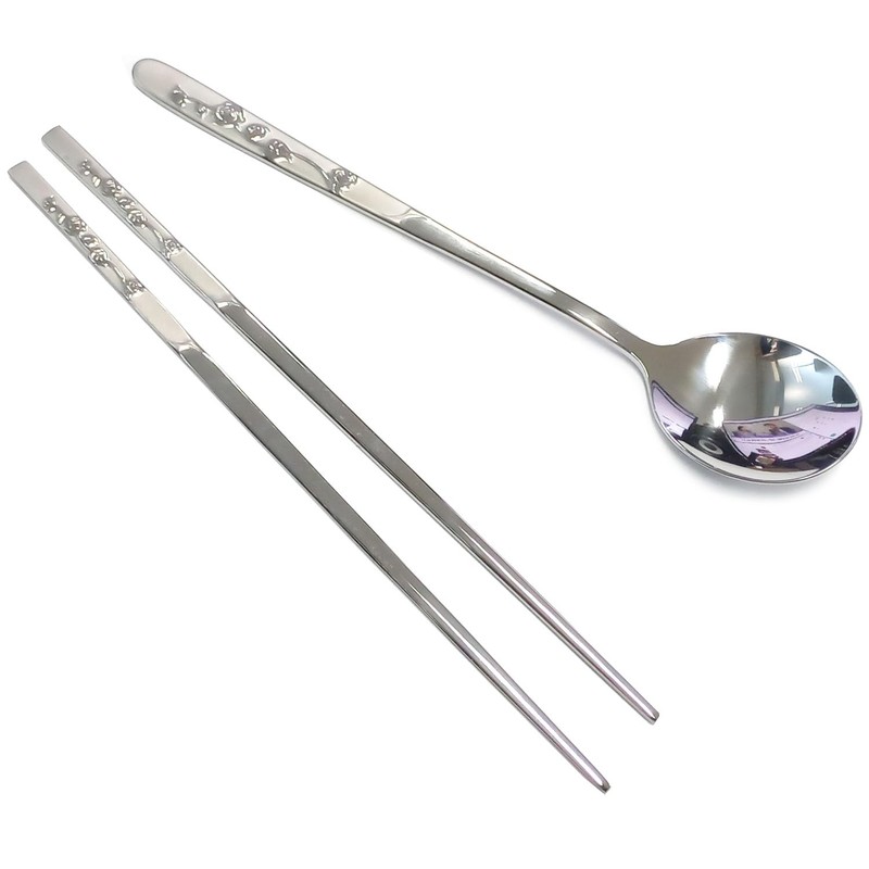 SUPIA Korean Traditional Cutlery Stainless Steel Spoons and Chopsticks Set