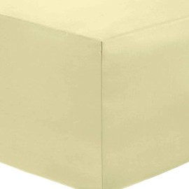 Deep Fitted Bed Sheets Easy-Care Non-Iron Percale 10'' / 25CM Fitted Sheet, Double - Cream