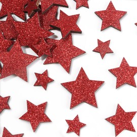 36 Pieces 3 Sizes Wooden Stars Confetti Decoration Glitter Stars Made of Wood Craft Confetti Decoration Table Decoration Ideal as Christmas Decoration Table Decoration Christmas Anniversary Wedding
