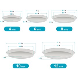 VUWEZ 6 Pack Plant Saucer Tray, 4 6 8 10 12 15 16 18 20 inch Plant Saucers for Indoors, Durable Plastic Flower Planter Plant Water Drip Trays Round, Pot Saucers, Plant Trays for Pots (6", Black)