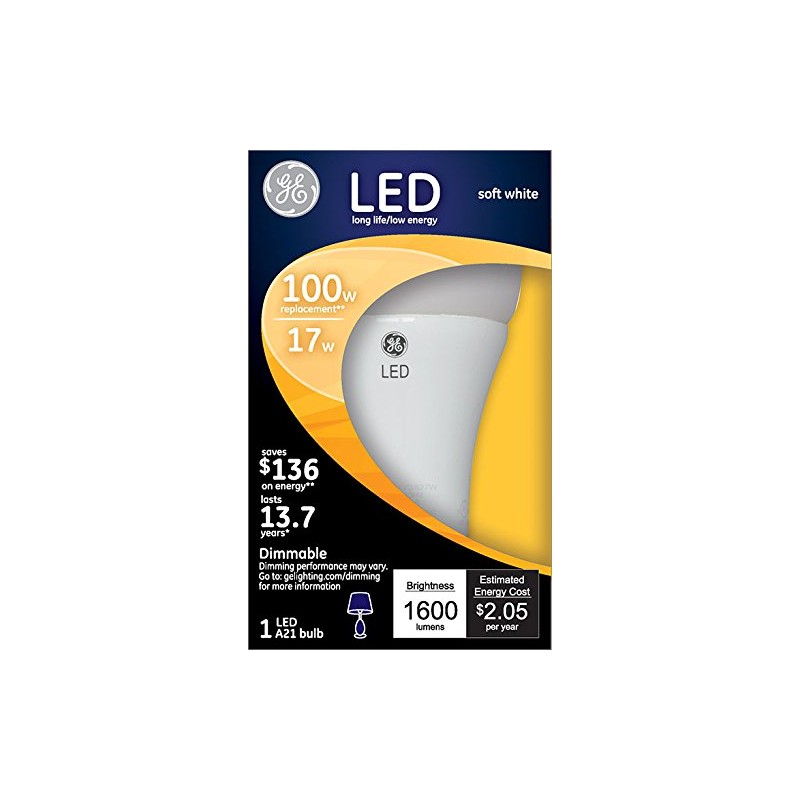 GE Lighting 83693 LED 17-watt 1600-Lumen Dimmable A21 Medium Base