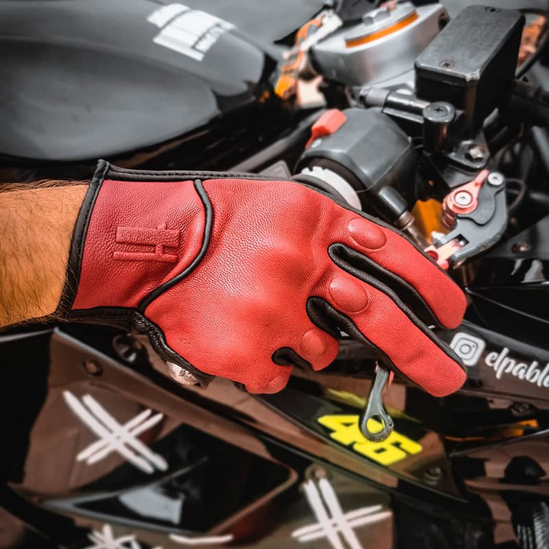 Harssidanzar Motorcycle Gloves for Men,Leather Touch Screen Riding Driving Gloves