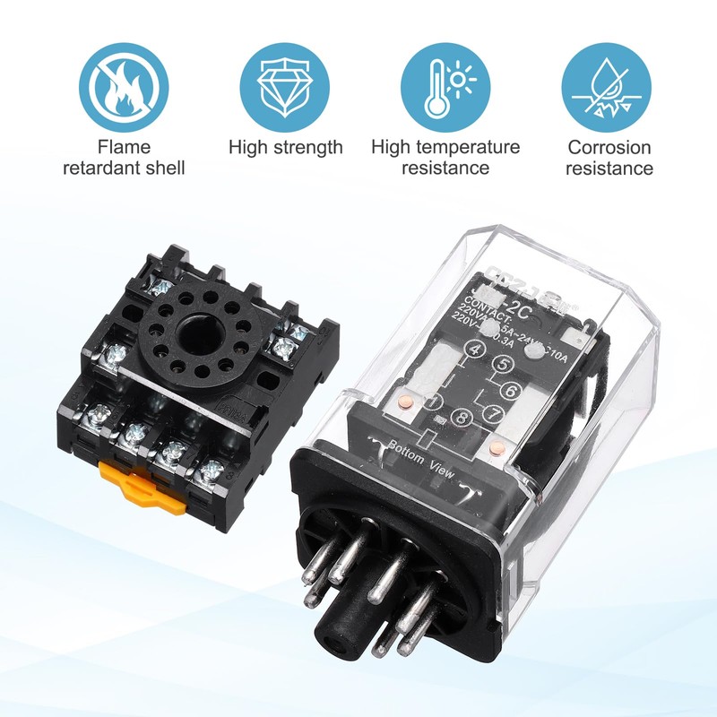 sourcing map DPDT Electromagnetic Power Relay, AC 12V Coil 10A