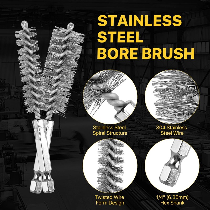 Lainballow 22 Pcs Stainless Steel Wire Brush, Twisted Wire Bore