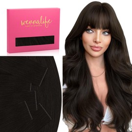 WENNALIFE Invisi Edge Tape in Hair Extensions Human Hair, 16 Inch 25g 10pcs Dark Brown Invisible Luxury Remy Hair Extensions Natural Seamless Injected Tape Ins Straight Extensiones De Cabello Humano
