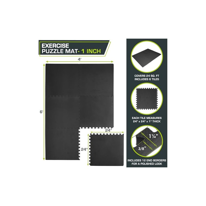 ProsourceFit Weaved Pattern Extra Thick Exercise Puzzle Mat 3/4-inch, EVA
