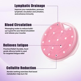 Canroom Heavy Duty Silicone Body Scrubber - Zinc Infused - Shower Brush & Loofah Alternative for Lymphatic Drainage,Muscle Relieves,Cellulite,Blood Circulation-Pink