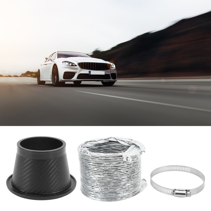Turbo Air Intake Pipe Funnel Kit Universal Rubber Carbon Fiber