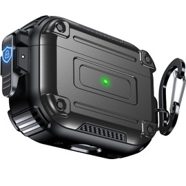 Chicfun Armour Lock for AirPods Pro 2nd Generation Case with Secure Lock & Keychain, Compatible with MagSafe [360° Heavy Duty Protective] AirPods Pro Case 2nd/1st Protective Locking Cover Smoke Grey