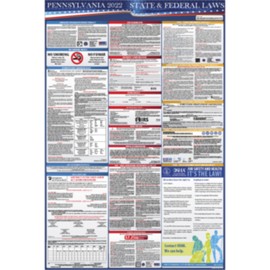 2022 Pennsylvania State and Federal Labor Laws Poster - OSHA Workplace Compliant 24" x 36" - All in One Required Posting (POSTER ONLY)