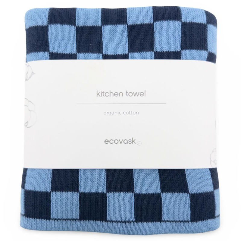 Ecovask Kitchen Tea Towel Single Organic Cotton, Denim +